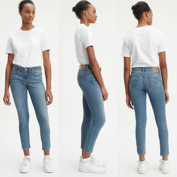 Levi's 711 Studded Embellished Skinny Ankle Jeans - Picture 5 of 6